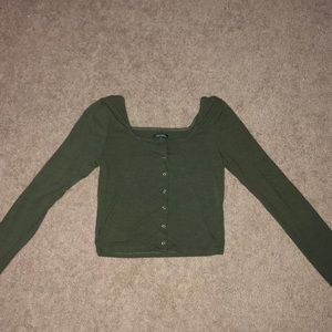 Olive green button down long sleeve